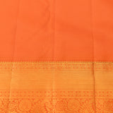 Vibrant Orange Self-Tone Kanjivaram Silk Saree With Silver-Gold Lotus Vine Jaal & Paisley Zari Pallu