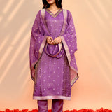 Bright Purple Tissue Silk Floral Kurta Set