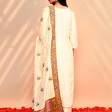 Off-White Tissue Silk Floral Kurta Set