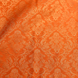 Pure Orange Self-Tone Kanjivaram Silk Saree With Silver Floral Vine Jaal & Self Gold Diamond Zari Pallu