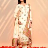 Off-White Tissue Silk Floral Kurta Set