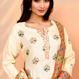 Off-White Tissue Silk Floral Kurta Set