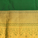 Forest Green & Pure Gold Kanjivaram Silk Saree With Dense Mini Floral Jaal & Grand Peacock Pallu