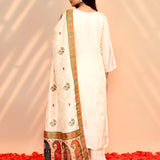Off-White Tissue Silk Floral Printed Kurta Set