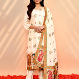 Off-White Tissue Silk Floral Printed Kurta Set