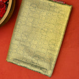 Radiant Leaf Green And Rose Pink Kanjivaram Silk Saree With Gold Zari Checkered Motif Weave