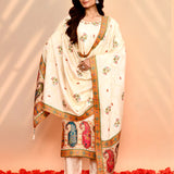 Off-White Tissue Silk Floral Printed Kurta Set