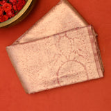 Elegant Pastel Pink & Gold Handwoven Kanjivaram Silk Saree With Floral Weave