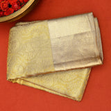 Mustard Gold Kanjivaram Silk Saree With Self Border And Tonal Floral Weave