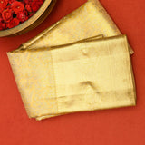 Gold Kanjivaram Silk Saree With Self Border And Tonal Floral Weave