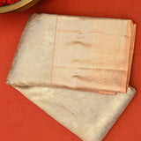 Peach Kanjivaram Silk Saree With Self Border And Tonal Floral Weave