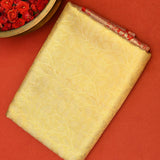 Beige Kanjivaram Silk Saree With Red Contrast Border And Gold Zari Floral Weave