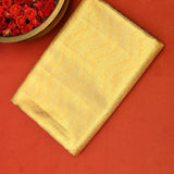 Majestic Mustard Yellow And Green Kanjivaram Silk Saree With Gold Zari Floral Jaal