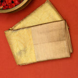 Gold Kanjivaram Silk Saree With Self Border And Tonal Leaf Weave