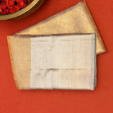 Peach Kanjivaram Silk Saree With Silver Border And Tonal Floral Weave