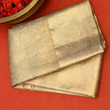 Beige Kanjivaram Silk Saree With Self Border And Tonal Paisley Weave