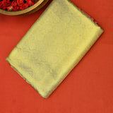 Pastel Green Kanjivaram Silk Saree With Red Lotus Motif Border