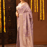 Lavender Mauve Floral Jaal Traditional Banarasi Silk Saree