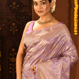 Lavender Mauve Floral Jaal Traditional Banarasi Silk Saree