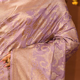 Lavender Mauve Floral Jaal Traditional Banarasi Silk Saree