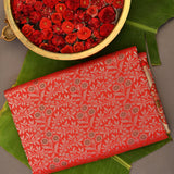 Red Kanjivaram Silk Saree With Elephant Medallion Border