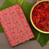Elegant Peach And Green Floral Kanjivaram Silk Saree