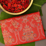 Radiant Red Floral Weaver'S Kanjivaram Silk Saree With Traditional Swan Motifs