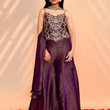 Berry Purple Tissue Silk Indo-Western Set