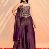 Berry Purple Tissue Silk Indo-Western Set