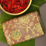Teal Green Kanjivaram Silk Saree With Maroon Body And Gold Zari Geometric Weave