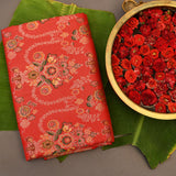 Red Kanjivaram Silk Saree With Swan And Floral Zari Border