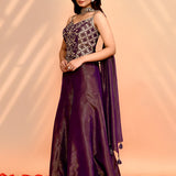 Berry Purple Tissue Silk Indo-Western Set