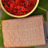 Orange Kanjivaram Silk Saree With Steel Blue Border And Multicolour Floral Weave