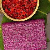 Magenta Pink Kanjivaram Silk Saree With Gold Zari Elephant And Floral Border