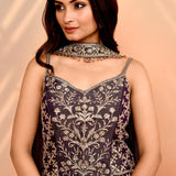 Berry Purple Tissue Silk Indo-Western Set
