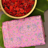 Pink Kanjivaram Silk Saree with Multicolor Woven Elephant Pallu