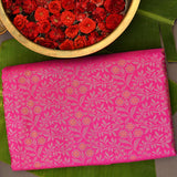 Kanjivaram Silk Saree In Hot Pink With Gold Zari Floral Jaal Body And Elephant Gaja Border