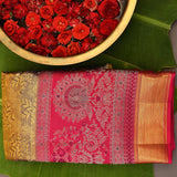 Kanjivaram Silk Saree With Red Peacock Medallion Pallu