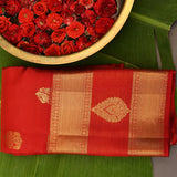 Red Kanjivaram Silk Saree With Gold Butti Body And Paisley Border