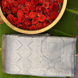 Grey-Gold Tissue Kanjivaram Silk Saree With Floral Rosette Zari Weave