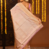 Ethereal Pastel Lavender With All-Over Floral Jaal On Kanjivaram Tissue Silk Saree