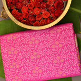 Majestic Fuchsia Pink Kanjivaram Silk Saree With Grand Elephant Medallion Border