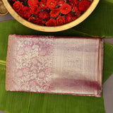 Rose Pink Kanjivaram Silk Saree With Copper-Gold Border