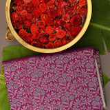 Magenta Kanjivaram Silk Saree With Gold Zari Elephant Motif Border
