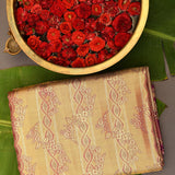 Elegant Mustard Yellow And Burgundy Kanjivaram Silk Saree With Gold Zari Weave