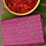 Magenta Kanjivaram Silk Saree With Gold Zari Elephant Motif Border