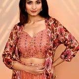 Dusty Pink Georgette Floral Indo-Western Set