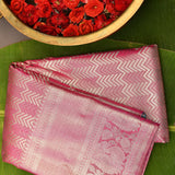 Sky Blue Kanjivaram Silk Saree With Rani Pink Zari Border