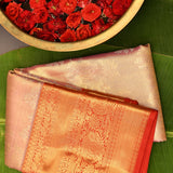 Pink-Mauve Kanjivaram Silk Saree With Copper-Rust Gold Zari Border