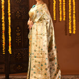 Metallic Gold And Sea Green Traditional Kanjivaram Silk Saree